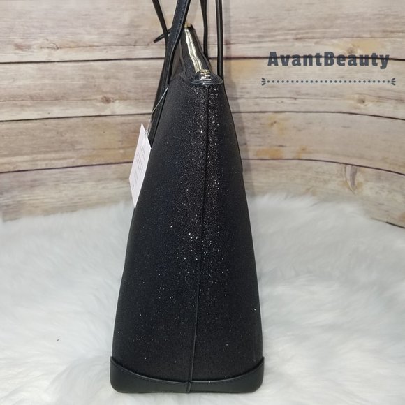 Kate Spade Joeley Lola Shimmy Glitter Top Zip Tote Shoulder Bag Black - Picture 10 of 12
